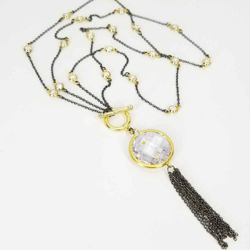 2 Ways Tassel CZ by the Yard Necklace NWT - Picture 3 of 10